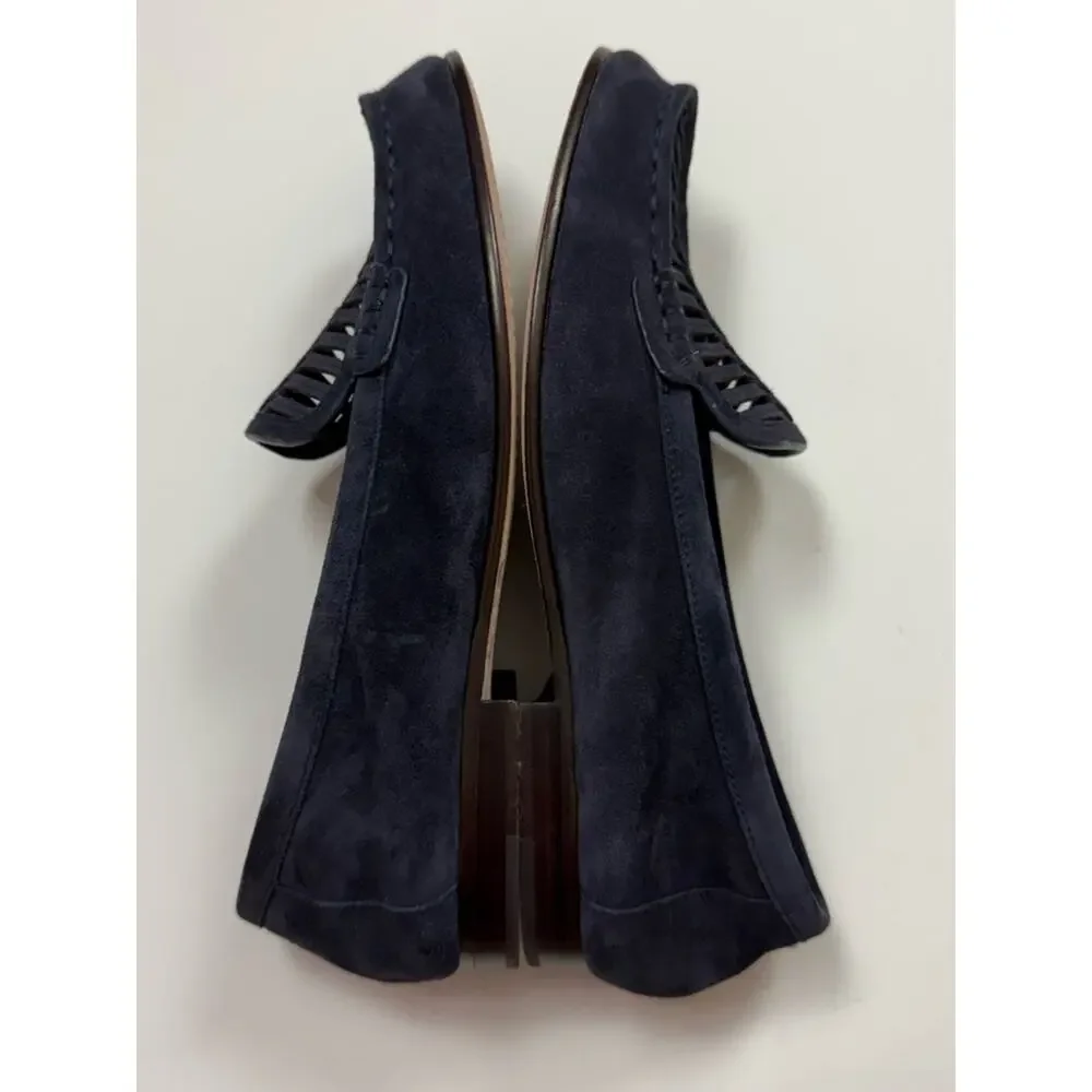 Veronica Beard Navy Suede Cutout Loafers